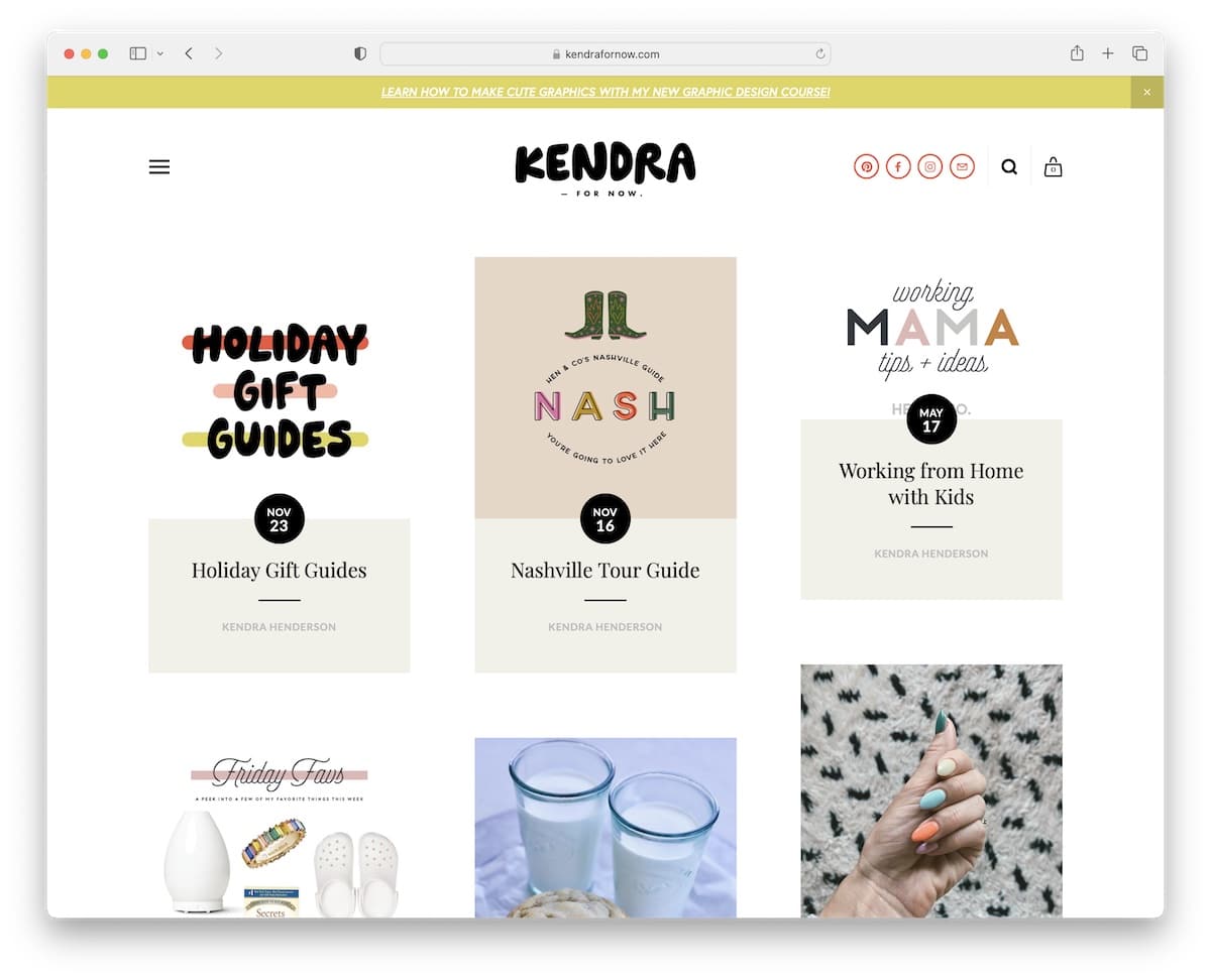 kendra squarespace blogs example