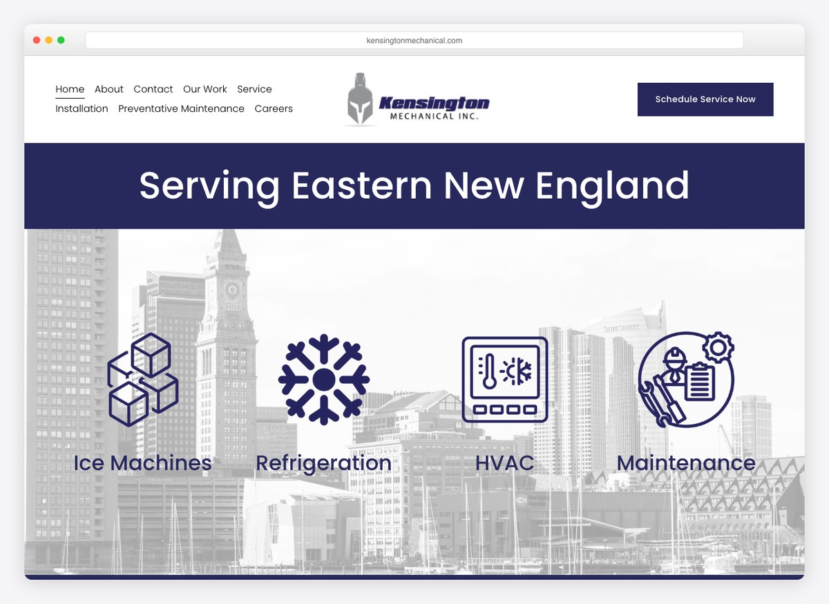 Kensington Mechanical HVAC website homepage