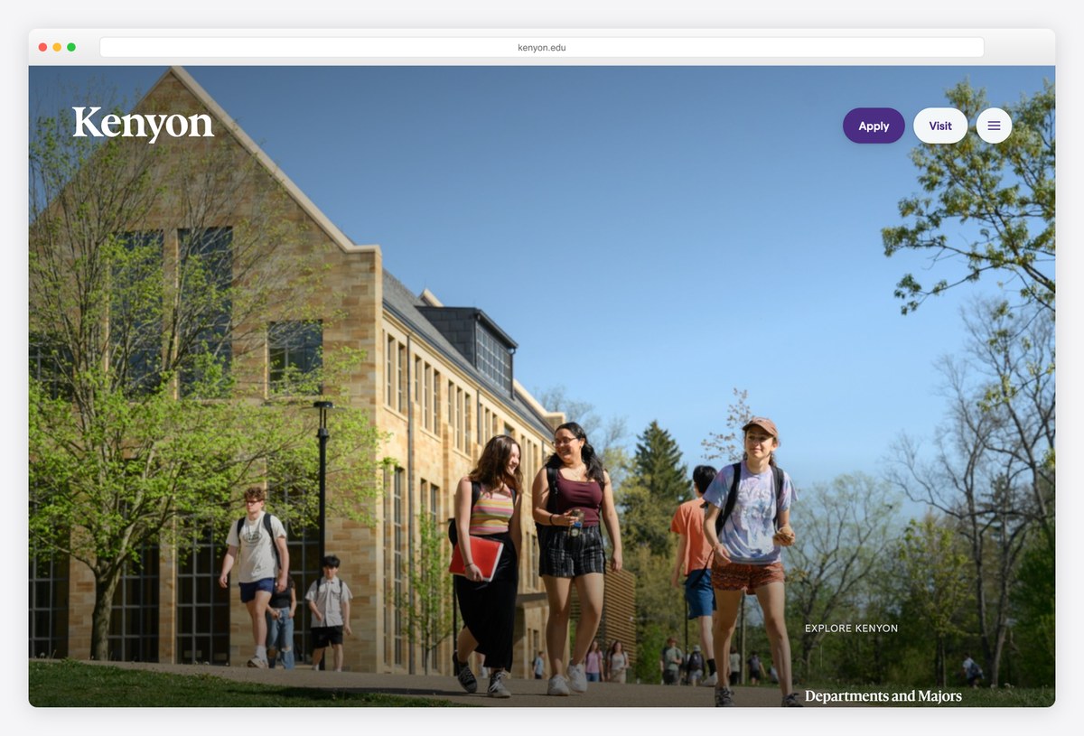 Kenyon College homepage design