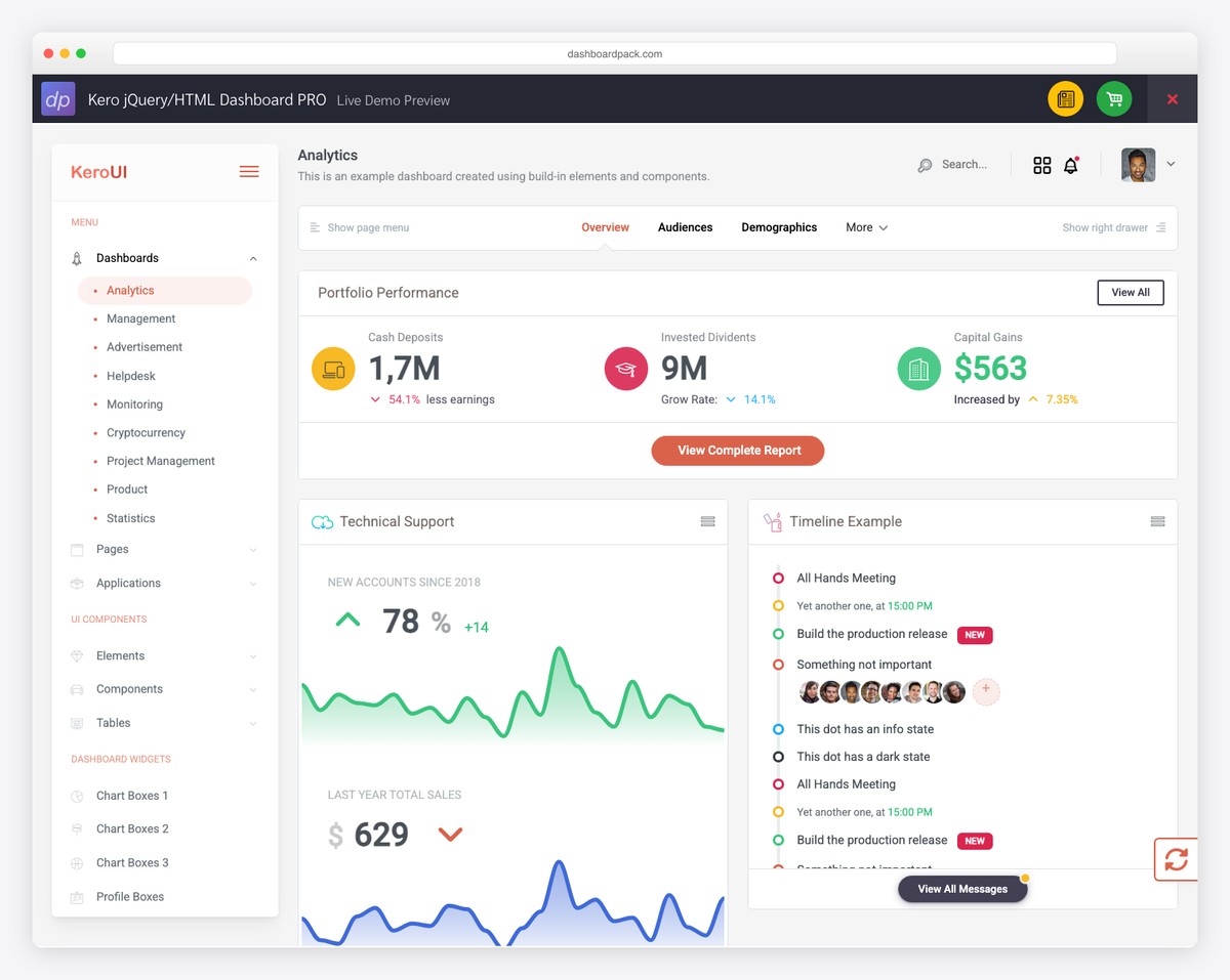 Kero - free Bootstrap admin dashboard