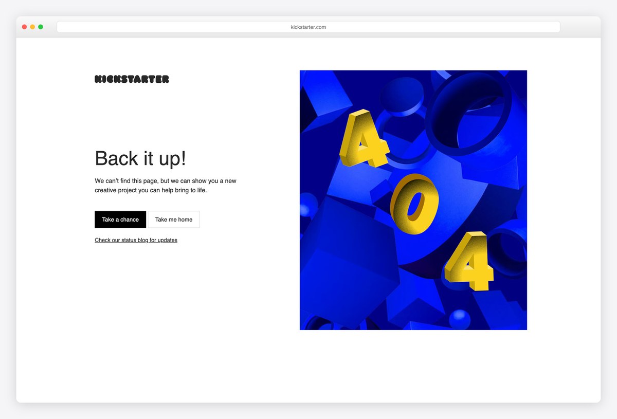 Kickstarter 404 page design