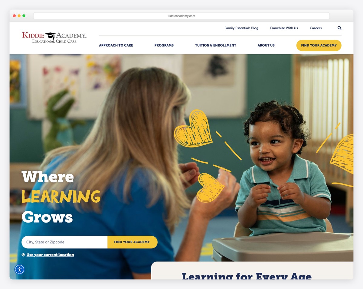 kiddie academy website example