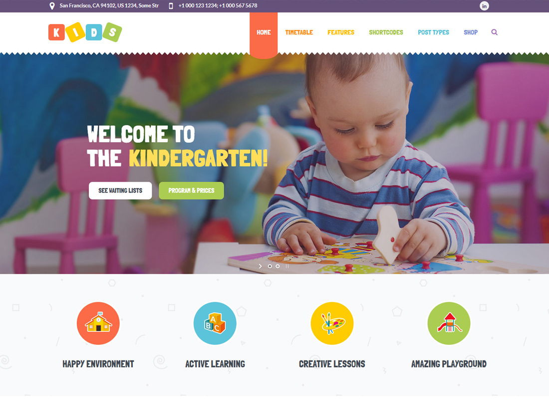 Kids - Day Care & Kindergarten WordPress Theme for Children