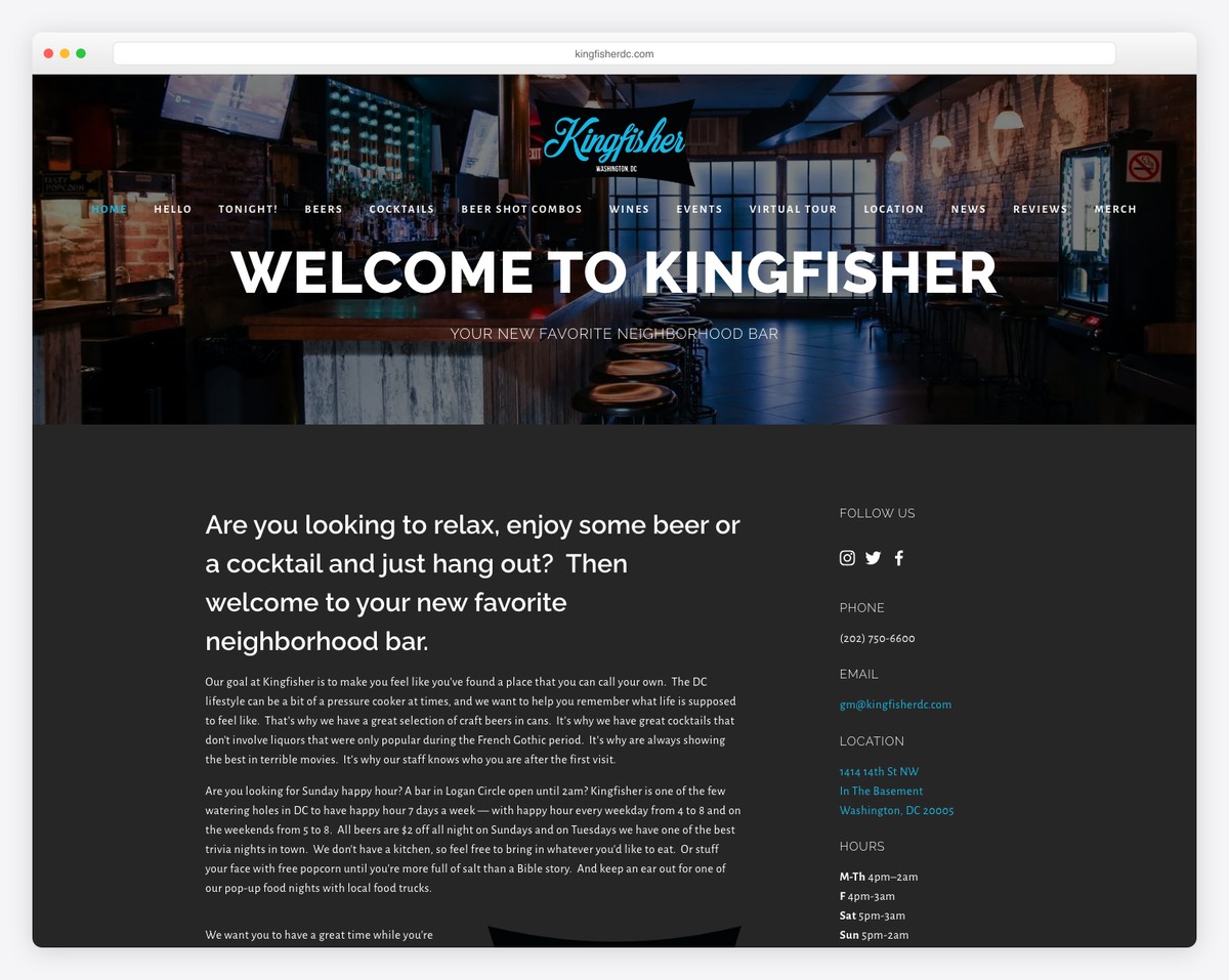 kingfisher website example