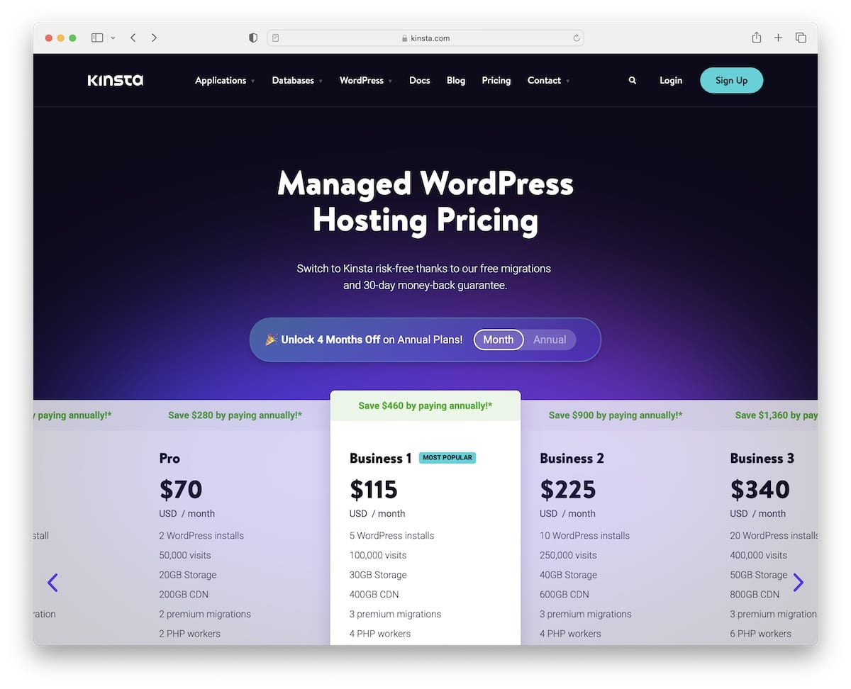 kinsta monthly pricing