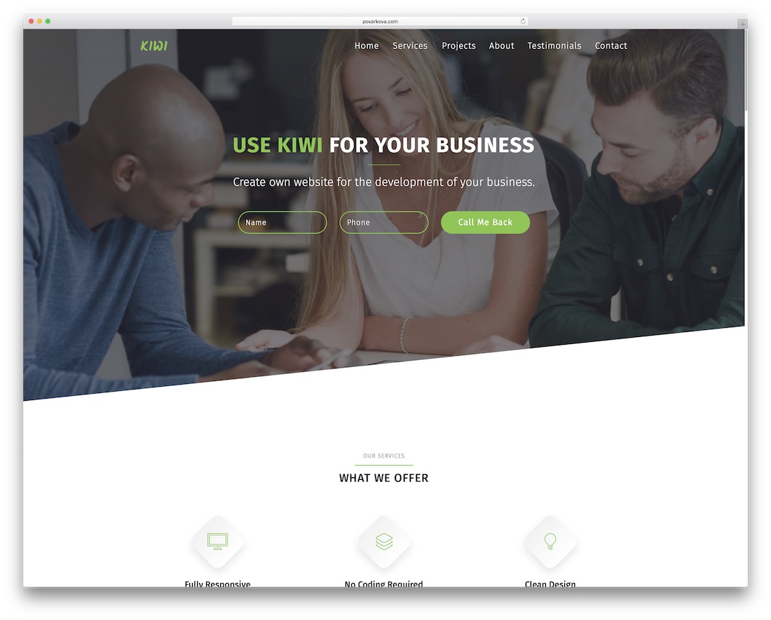kiwi startup adobe muse template