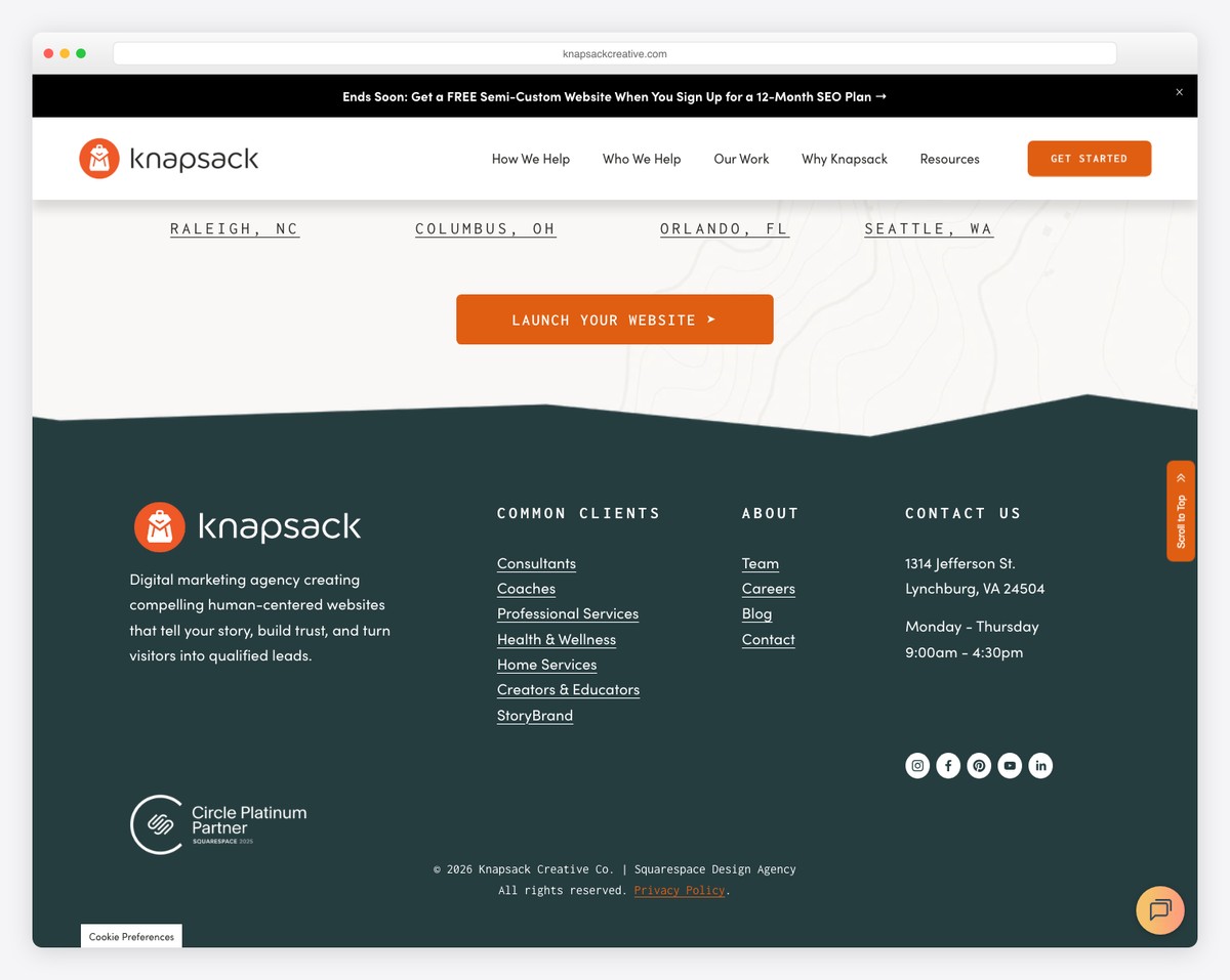 knapsack creative website example