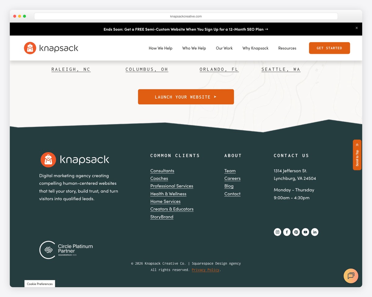 knapsack creative website example