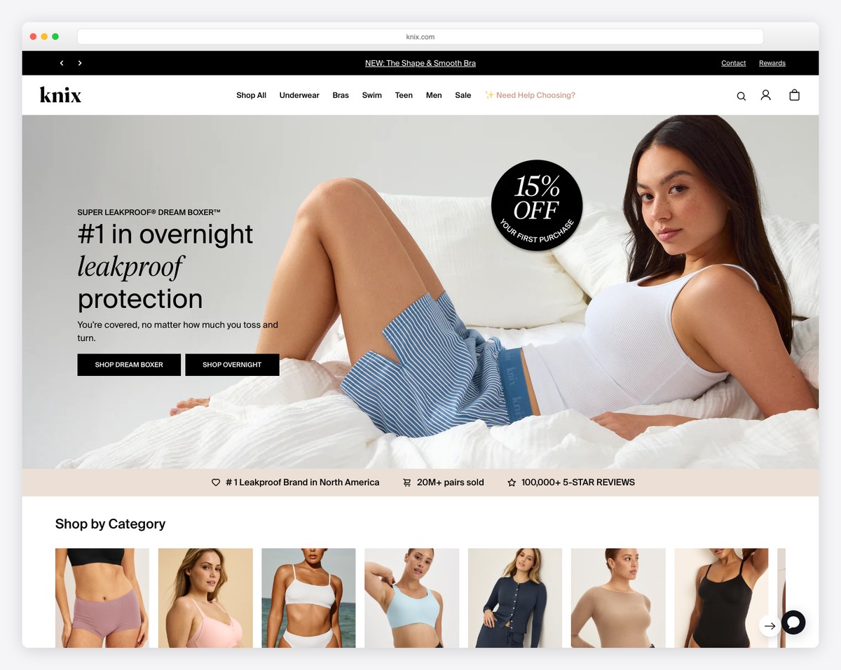 knix website example