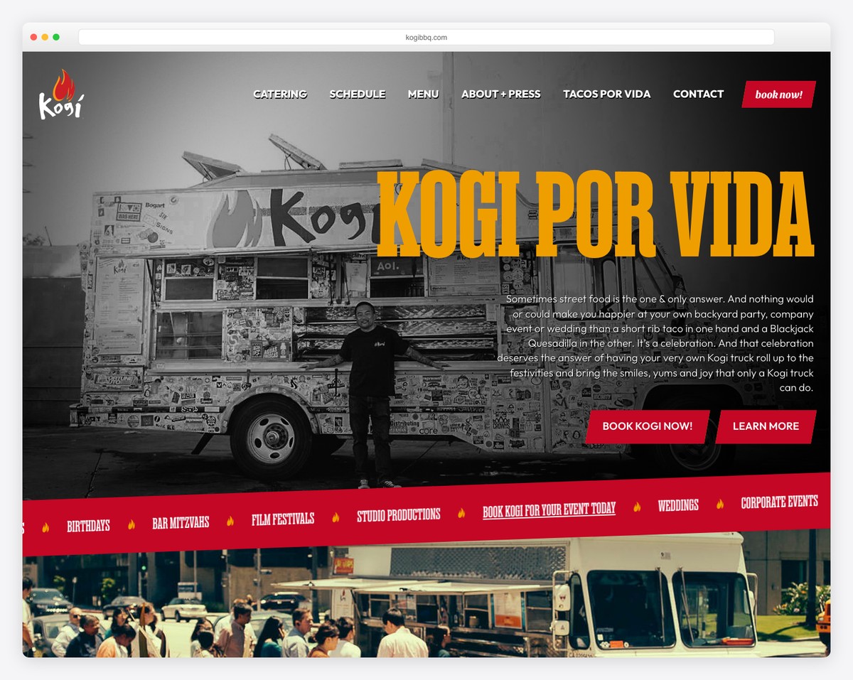 kogi bbq food truck website example