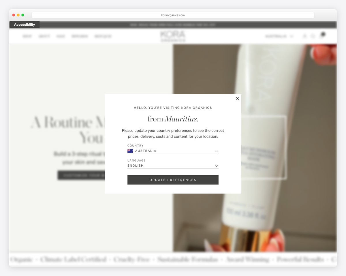 kora organics website example