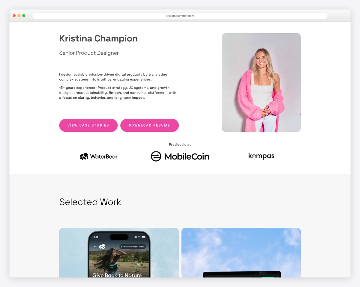 kristina plummer resume website