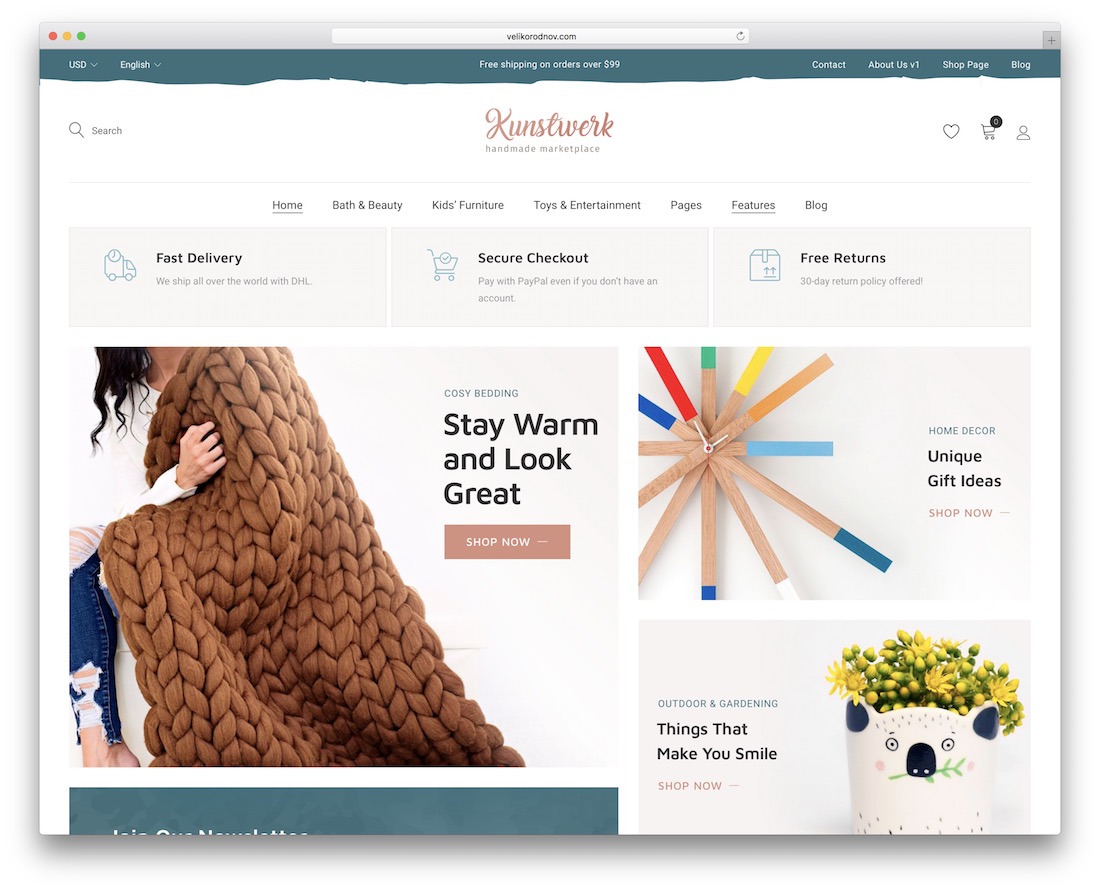 kunstwerk handmade marketplace wordpress theme