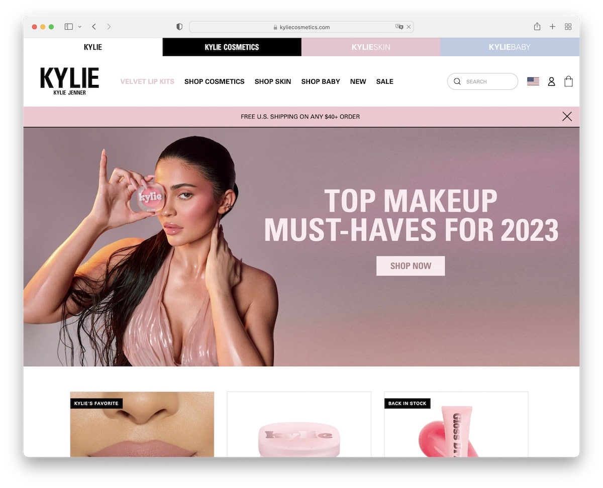 kylie cosmetics shopify website