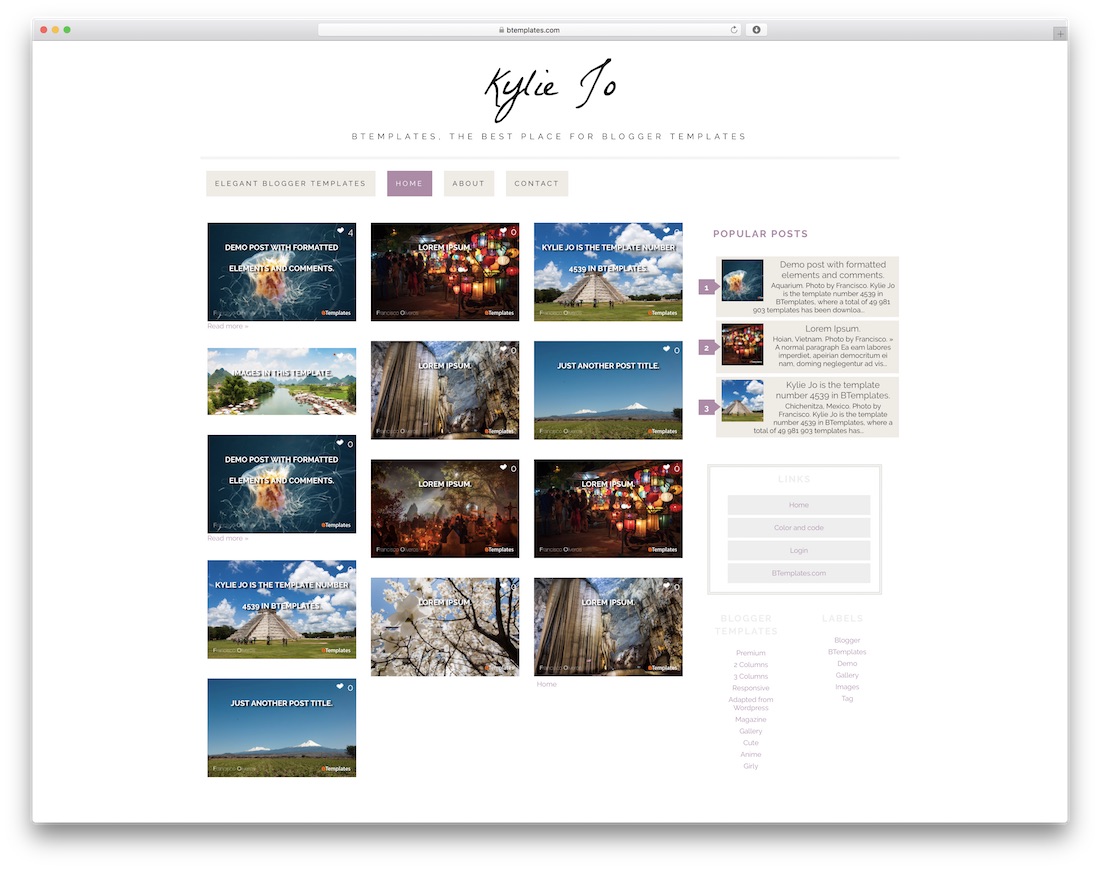 kylie jo free blogger template