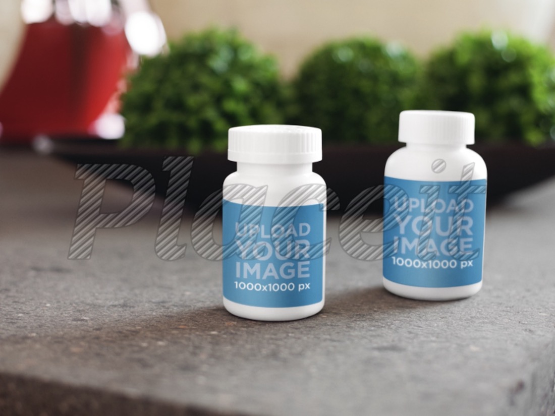 label mockup featuring two medical containers