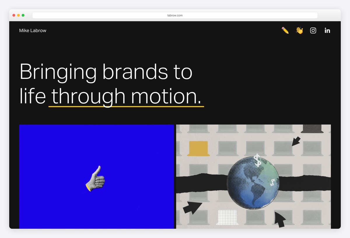 Mike Labrow motion designer portfolio website