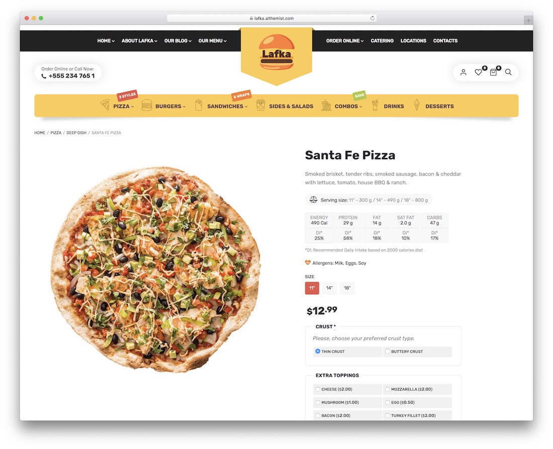 lafka pizza house wordpress theme