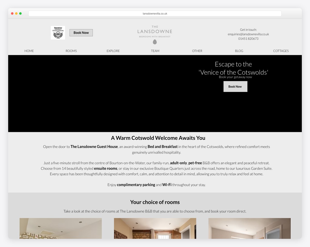 the lansdowne cotswolds guest house website