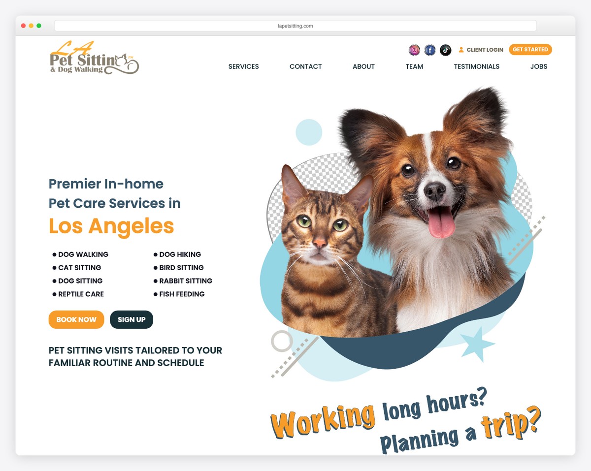 la pet sitting website example