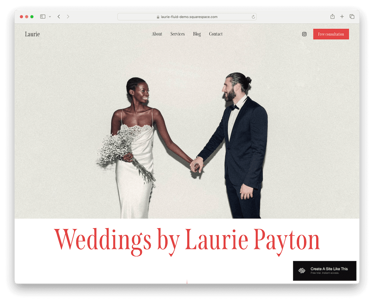 laurie - wedding organizer and photographer Squarespace template