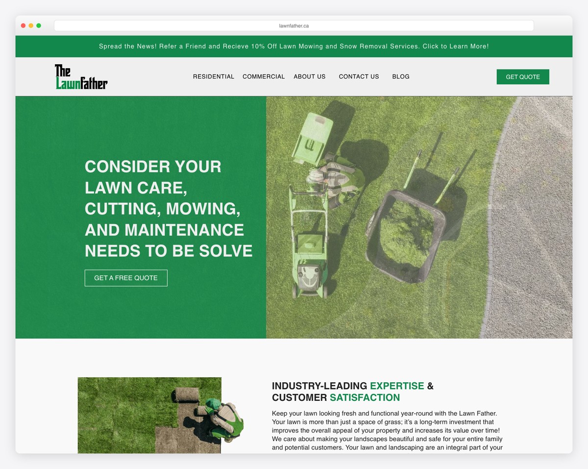 The Lawn Father - creative lawn care website design