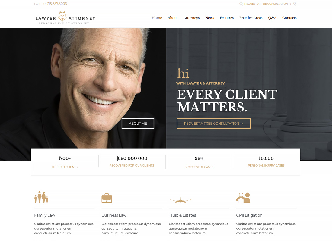 Lawyer & Attorney - Theme for Lawyers Attorneys and Law Firm