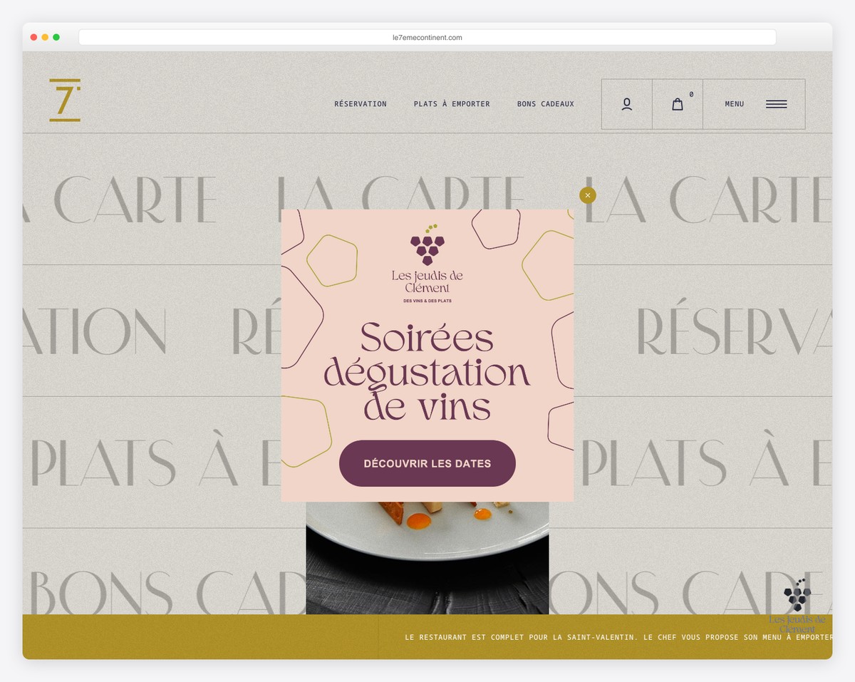 le 7eme continent - restaurant and food delivery website made with WooCommerce