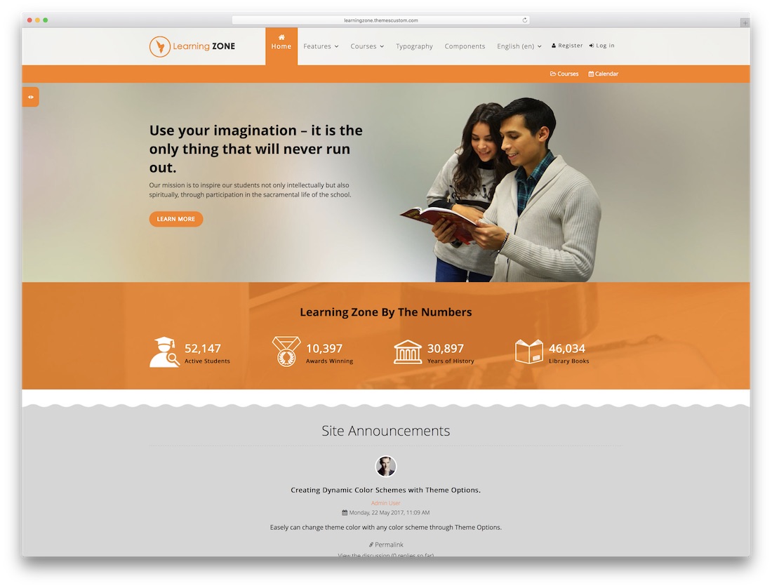 learning zone moodle bootstrap template