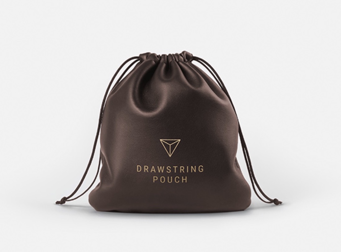 leather drawstring pouch mockup