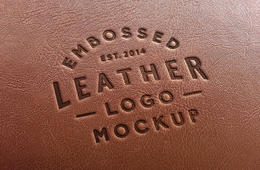 leather stamping logo mockup