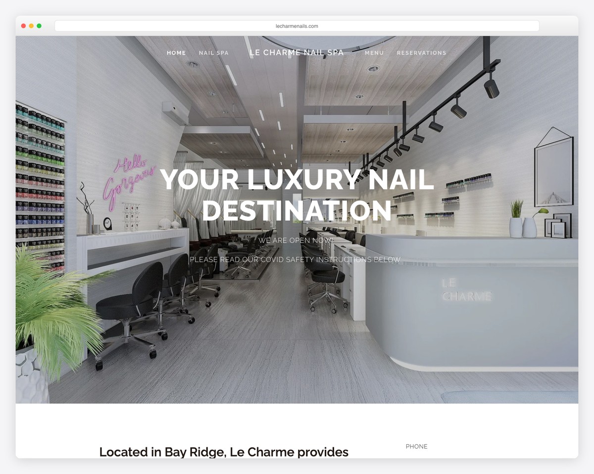 le charme nail spa website example