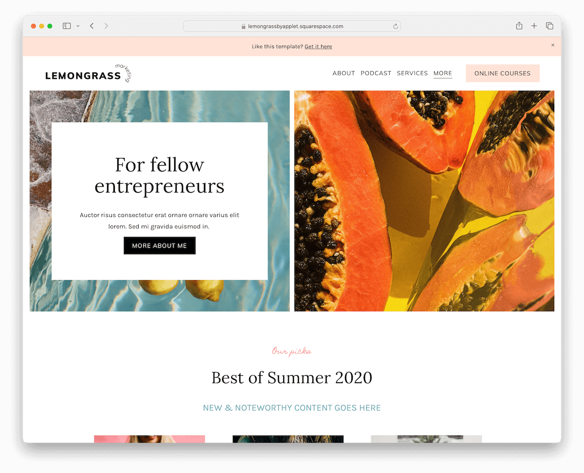 lemongrass squarespace blog template