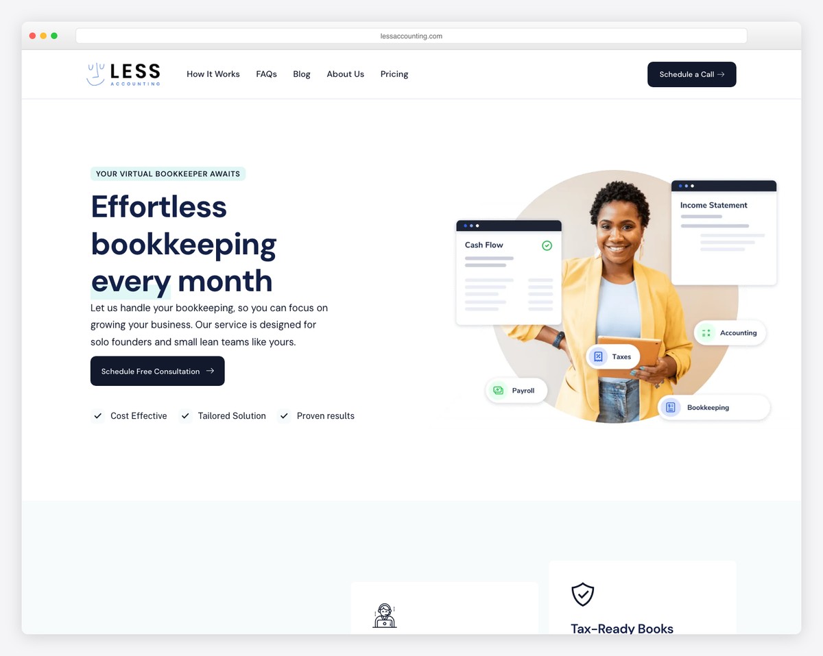 lessaccounting website example