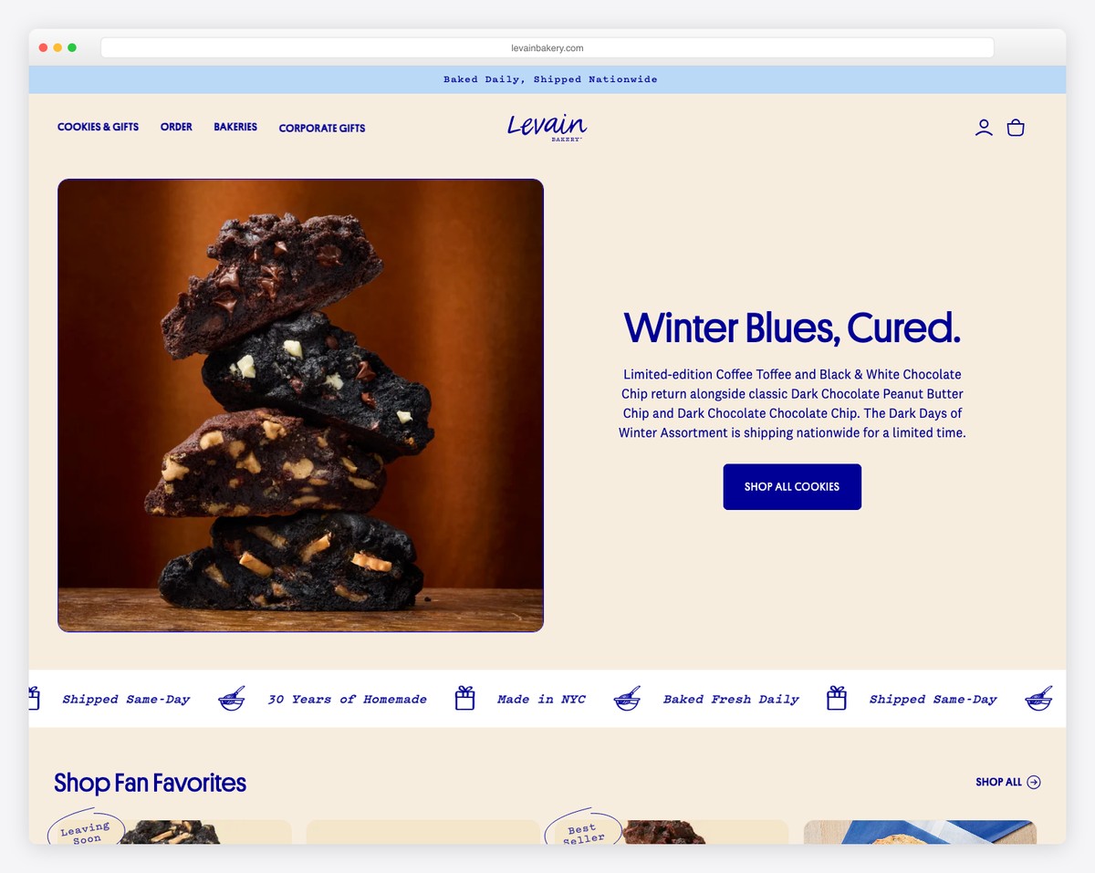 levain bakery website example