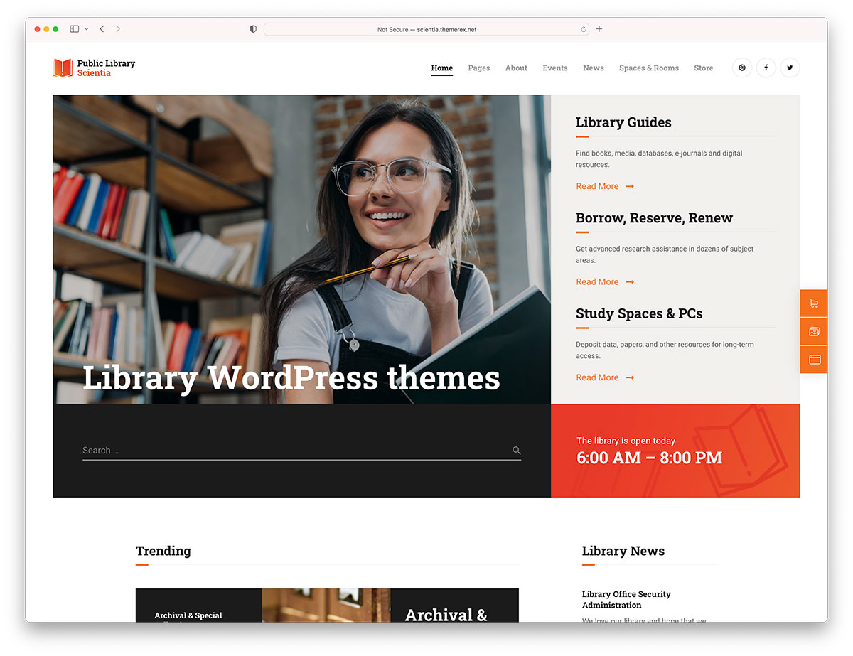 library WordPress themes