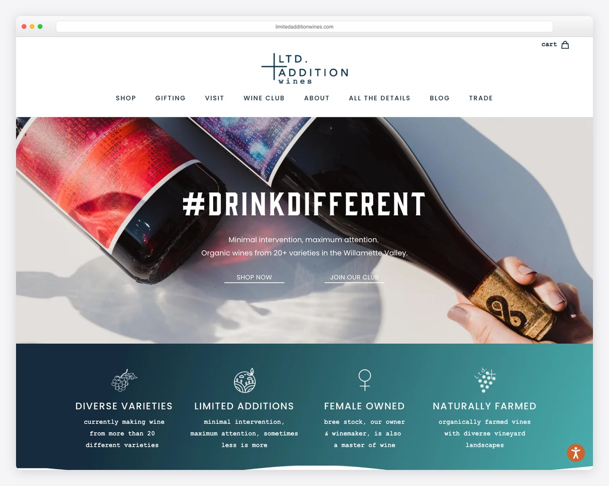 limited addition wines website example