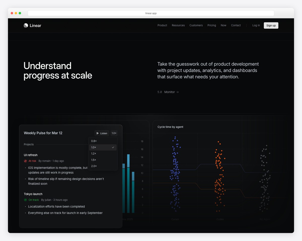 Linear project management website