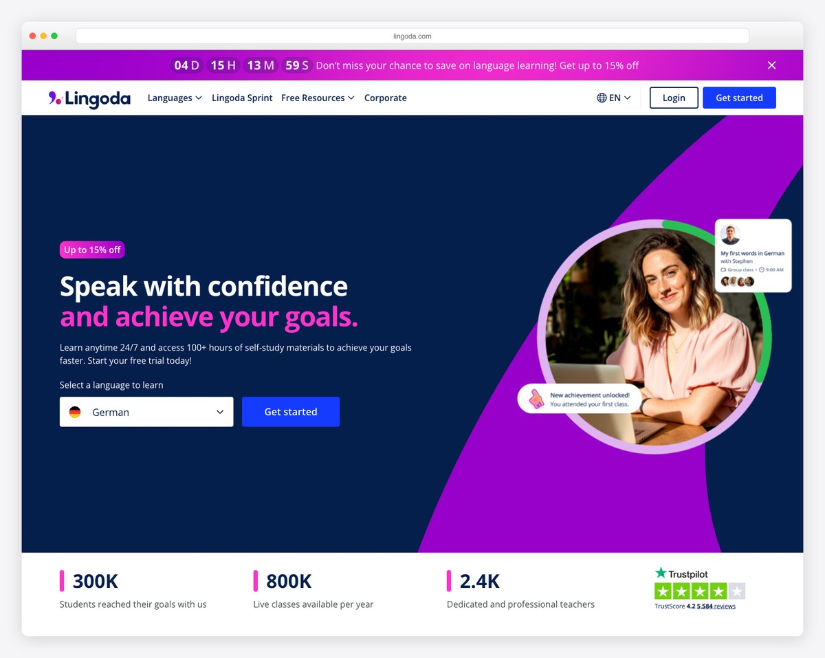 lingoda website example