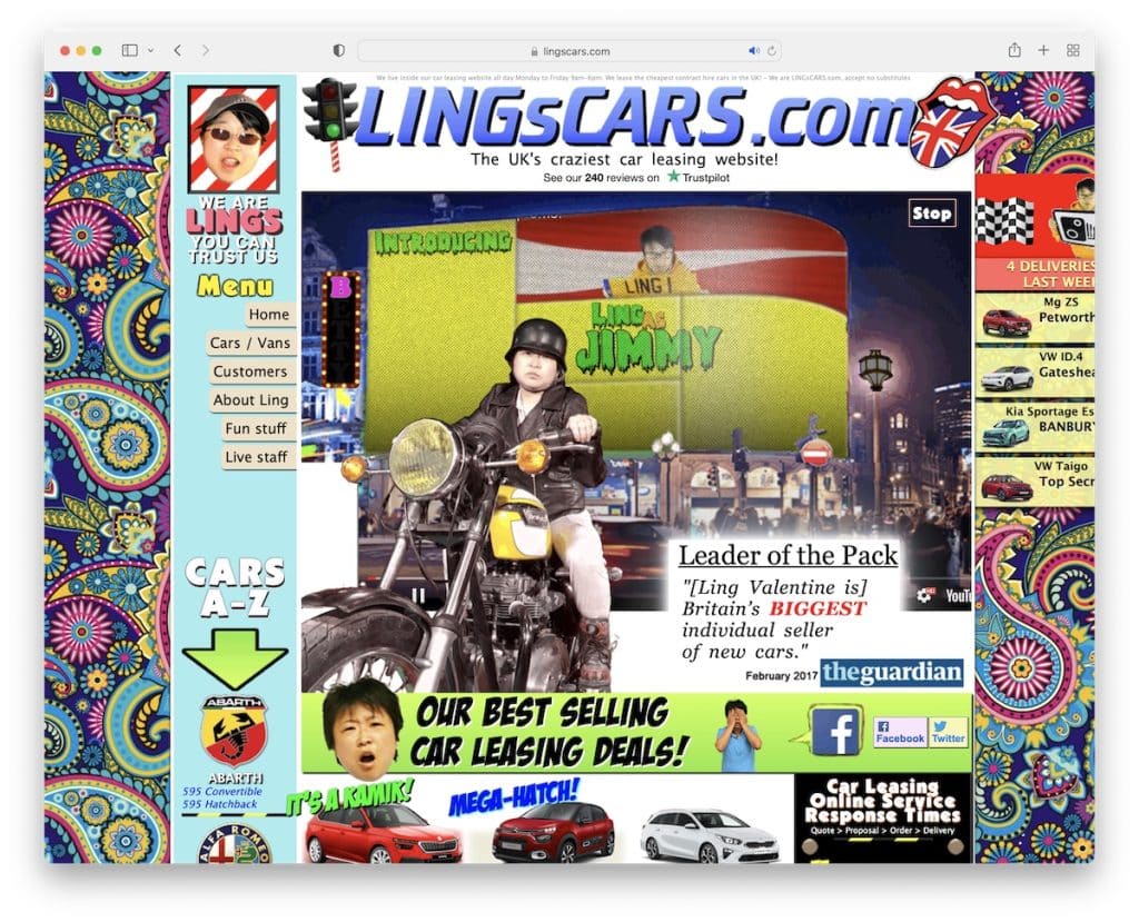 lings cars bad website design