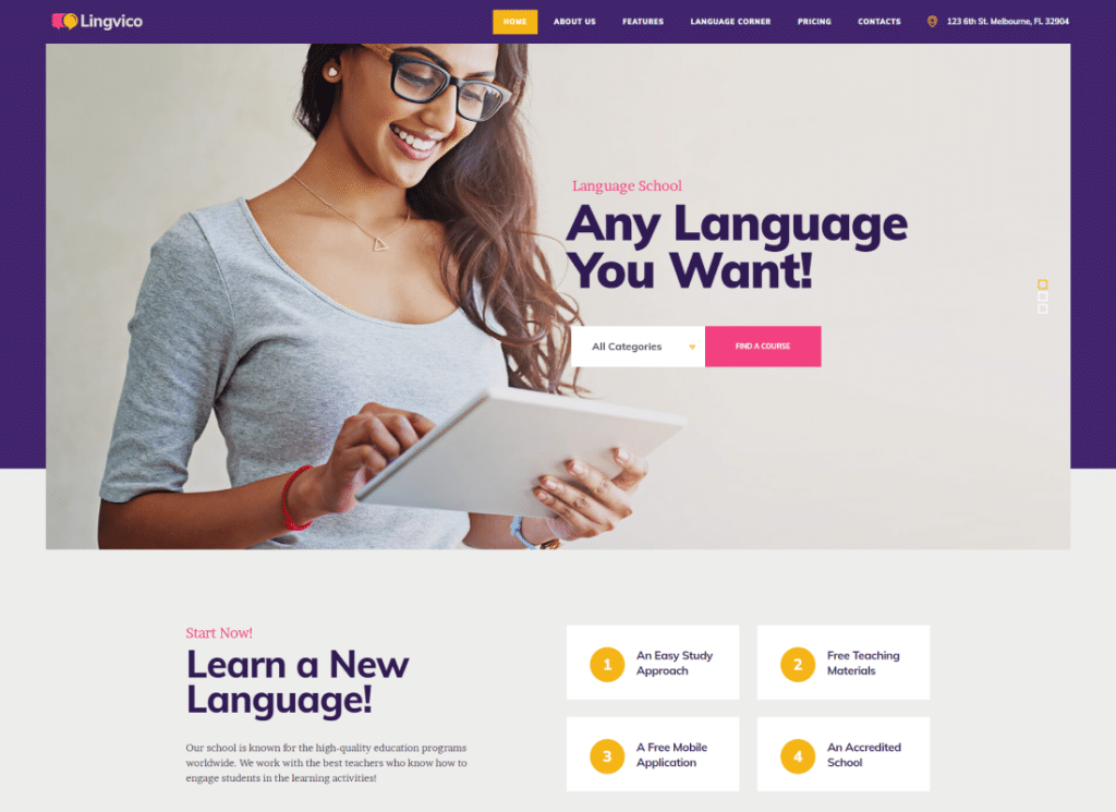 Lingvico - Language Center & Training Courses WordPress Theme