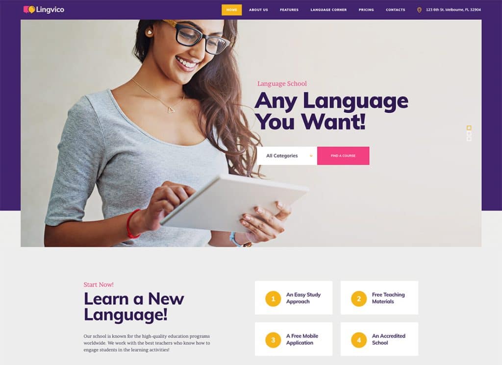 Lingvico - Language Center & Training Courses WordPress Theme