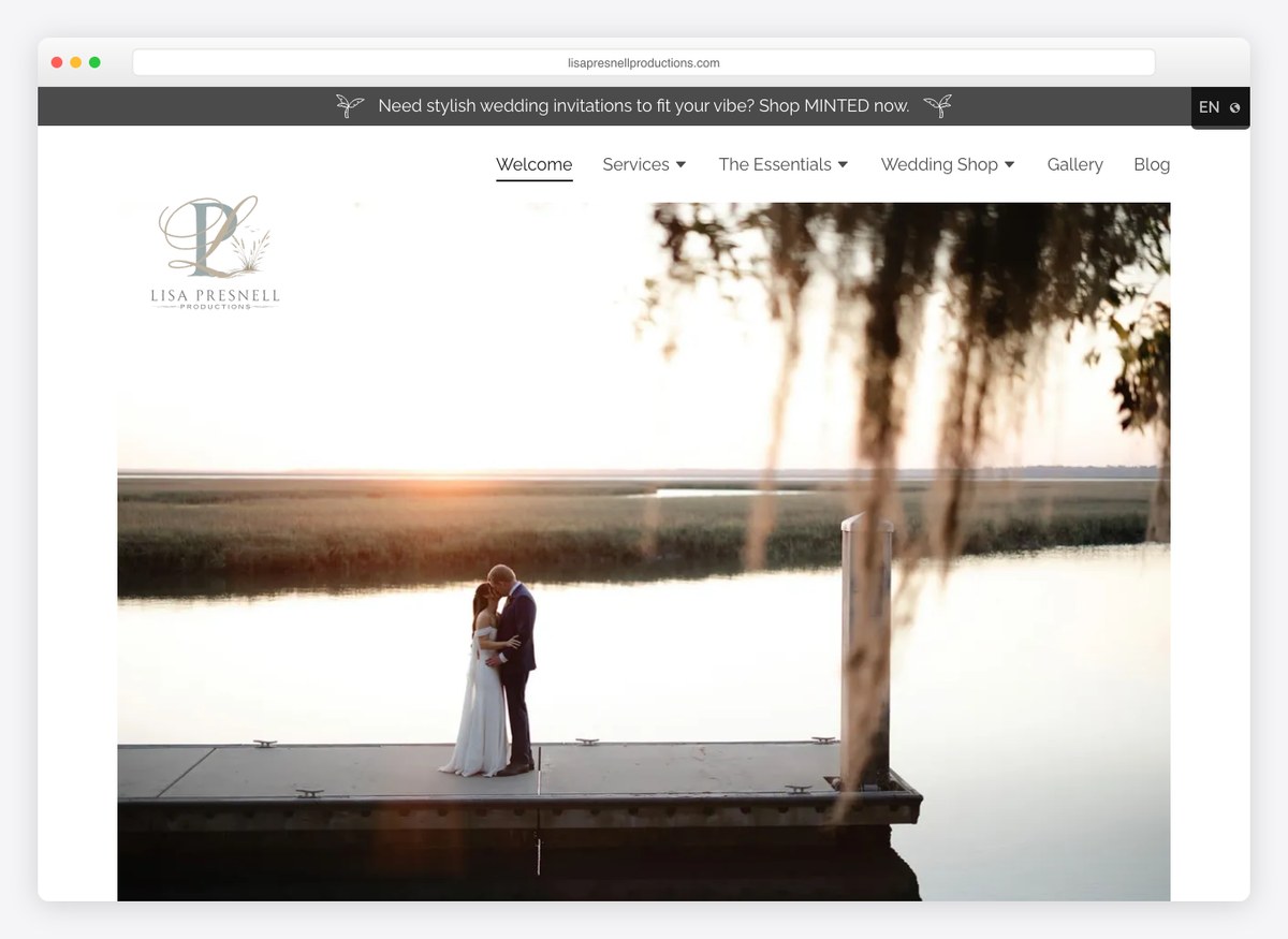 lisa presnell productions wedding planner website example