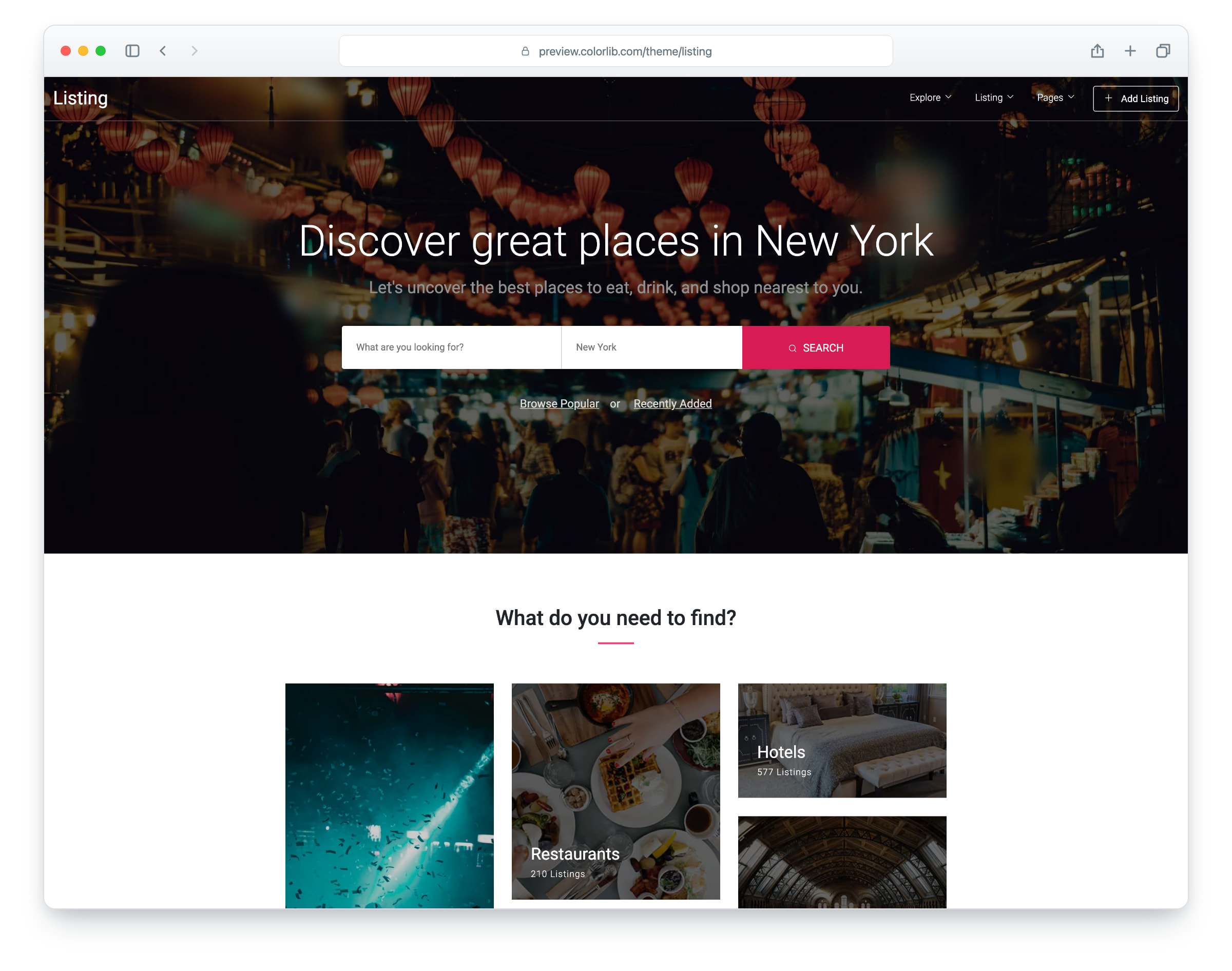 Listing website template