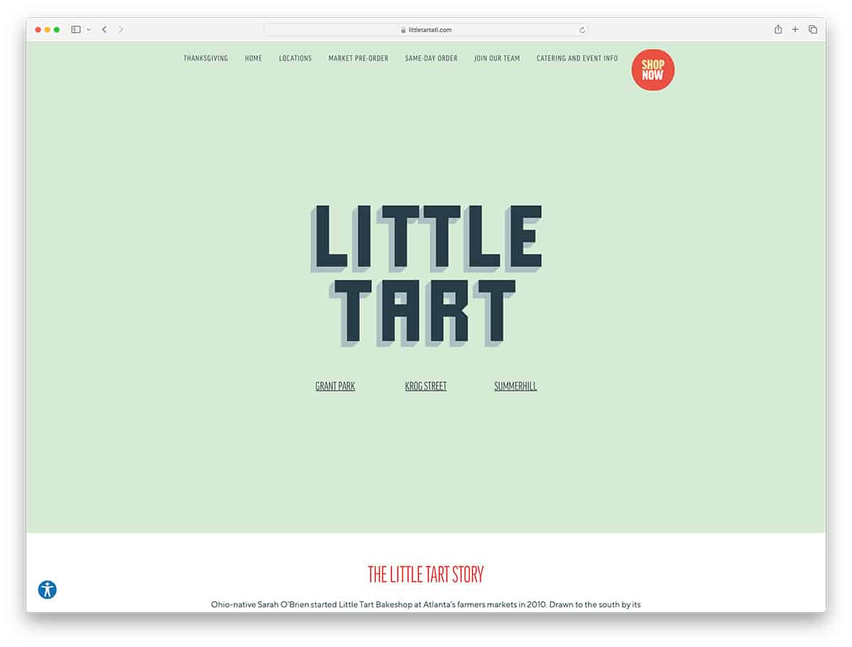 Little Tart - simple bakery website design