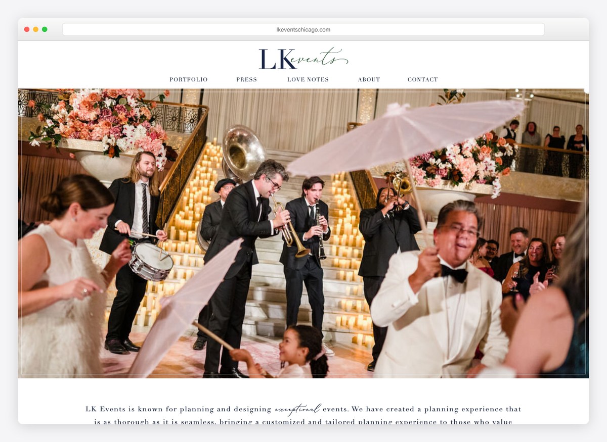 LK Events Chicago event website homepage