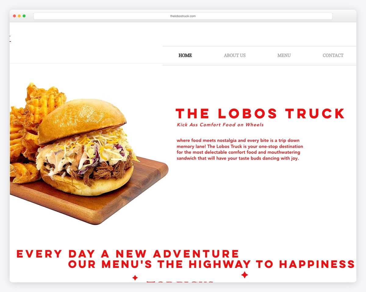 the lobos truck food truck website example
