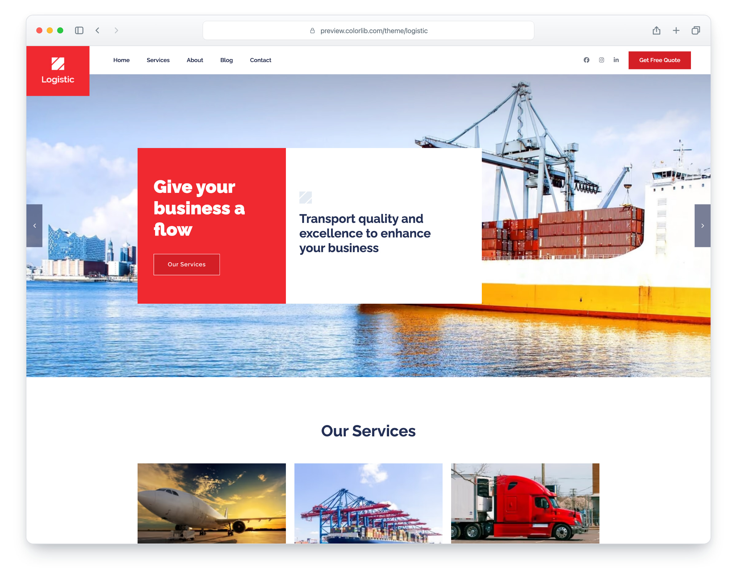 Logistic website template