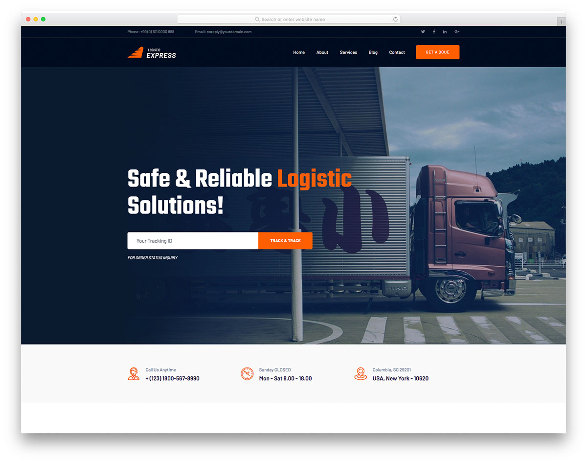 LogisticExpress Best Moving Company Website Template 2024 Colorlib