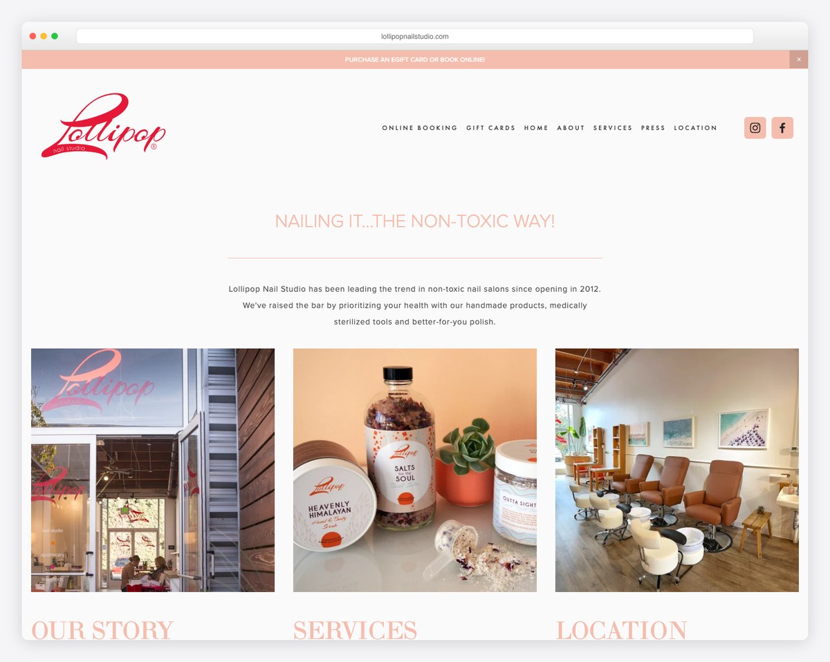 lollipop nail studio website example